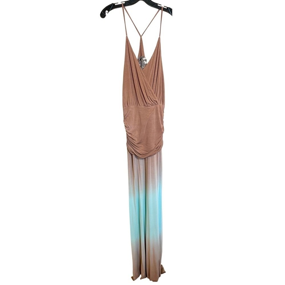 Young Fabulous & Broke Ombre Maxi Dress Brown Blue Stretch M - Picture 3 of 9